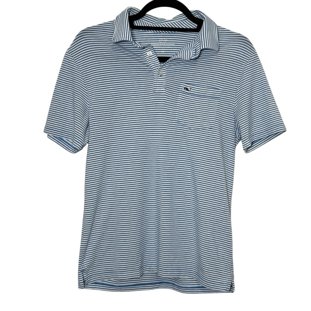 Vineyard Vines Navy and White Striped Polo Shirt
